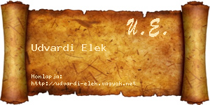 Udvardi Elek névjegykártya